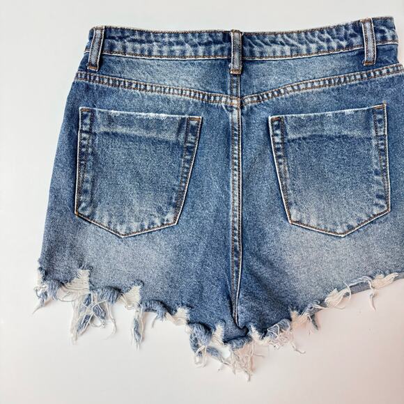 Signature8 Cotton Distressed Denim Ultra High Waisted Shorts Medium - Picture 10 of 12